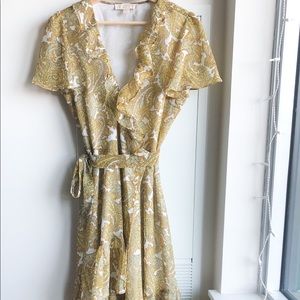 Michael Kors paisley flutter sleeve wrap dress